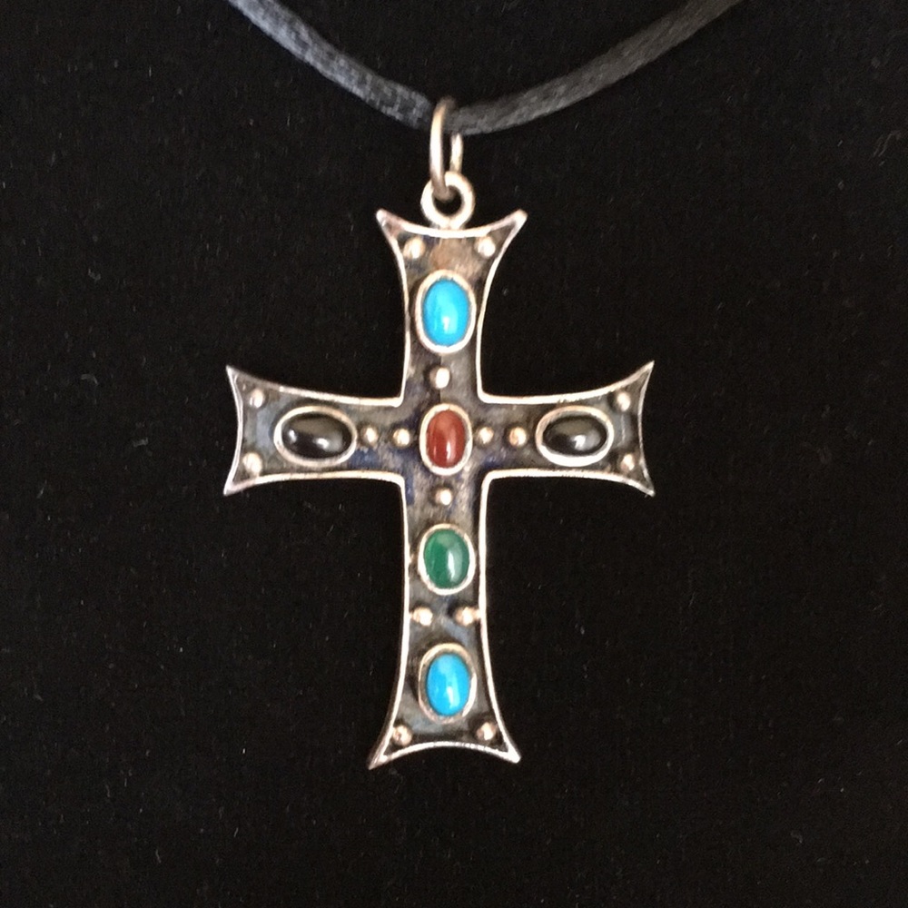 Sterling Silver Cross with Stones